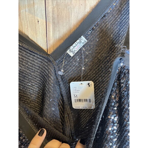 Free People Bodysuit Womens Medium Sequin Spark Party Event Concert 170/96A - Picture 4 of 14